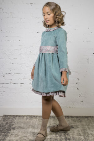 Vestido Micropana Verdosa con Cachemire