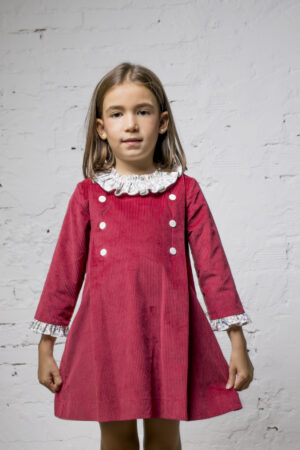 Vestido Tablones laterales pana fresa Blancanieves